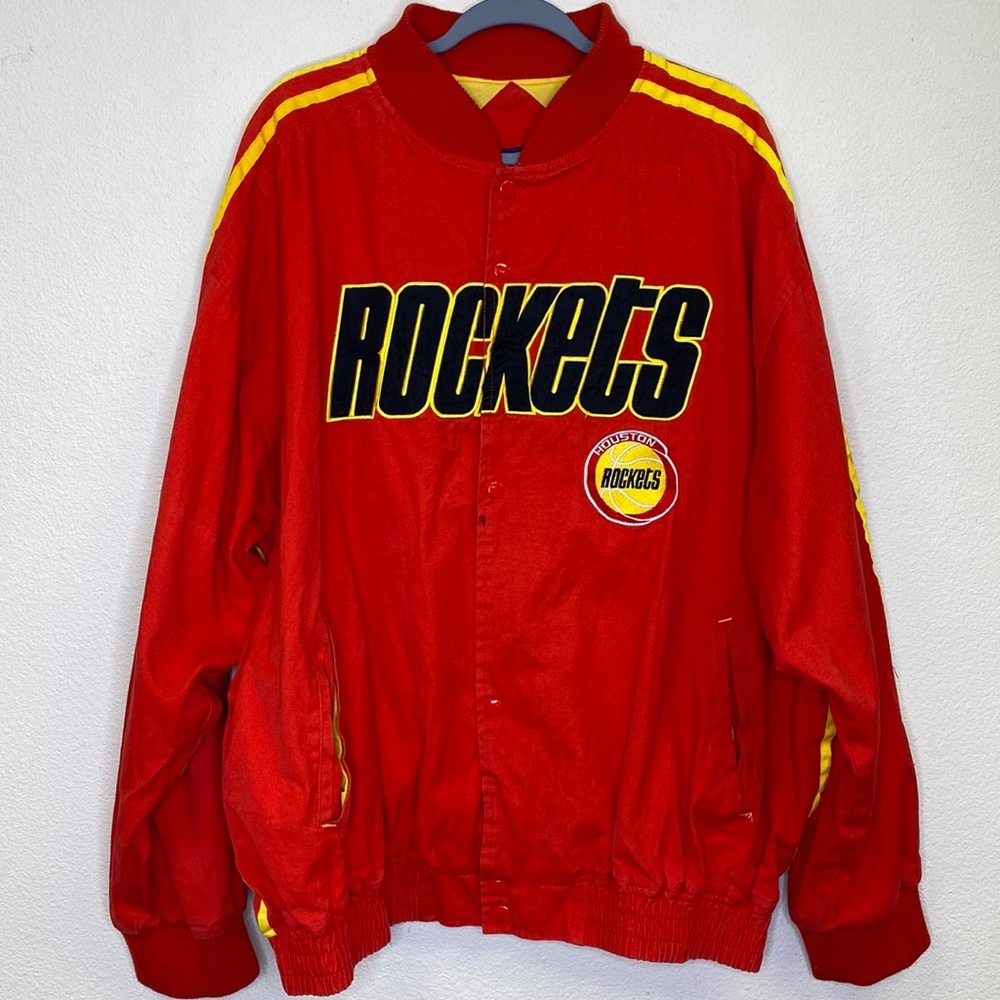 Vintage Houston Rockets Canvas Bomber Jacket Hardwood Classics Size XXL